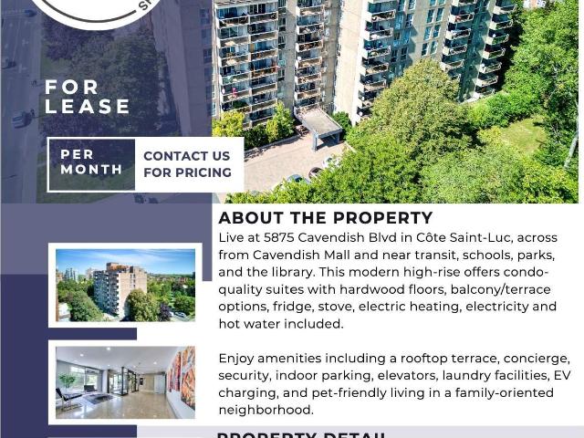 Apartment for rent in Cote-saint-luc, Quebec