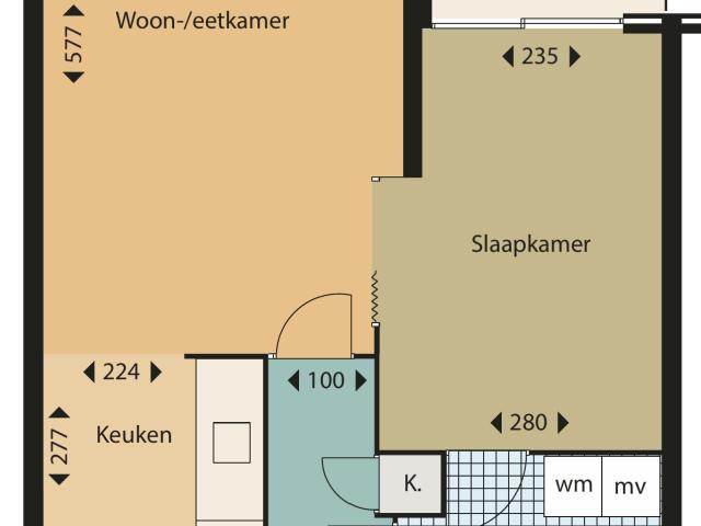 Appartement te huur in Kleurenbuurt, Olland