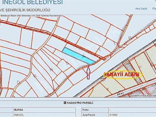 Edebey, İnegöl içerisinde satılık Arsa