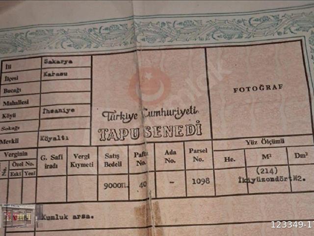Karasu, Sakarya içerisinde satılık Arsa