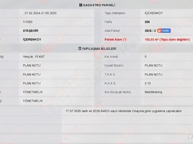 Karakol Yolu, Ataşehir içerisinde satılık Arsa
