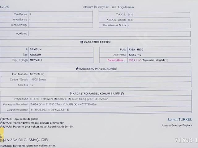 Atakum, Samsun içerisinde satılık Arsa