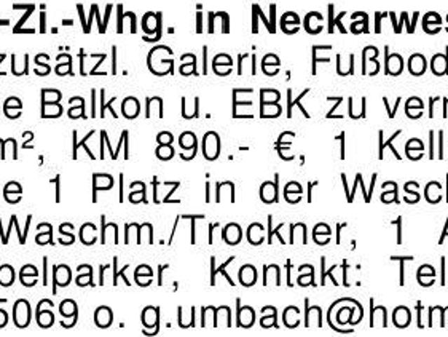 Wohnung mieten in Neckarwestheim, Baden-Württemberg