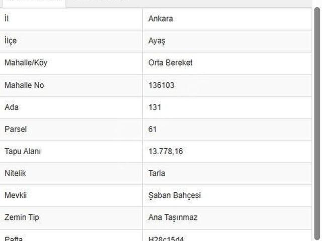 Ayaş, Ankara içerisinde satılık Arsa