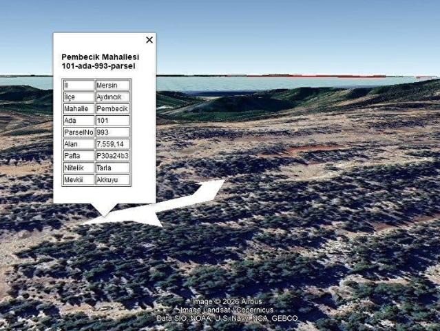 Pembecik, Aydıncık içerisinde satılık Arsa