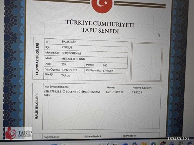 Serçeören, Kepsut içerisinde satılık Arsa