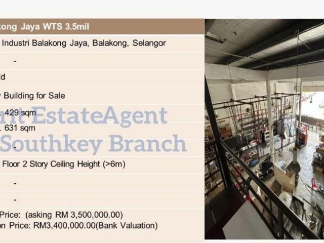 Warehouse for sale in Kajang, Langat