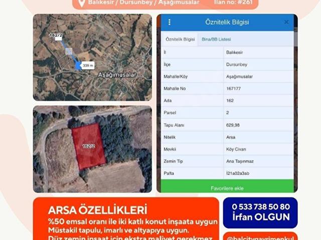 Aşağı Musalar, Dursunbey içerisinde satılık Arsa