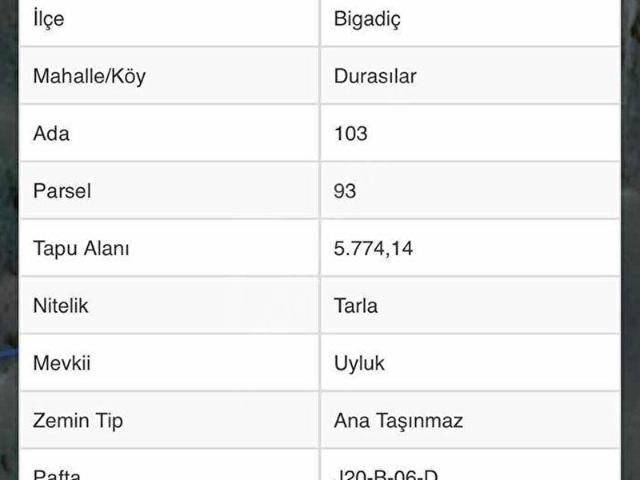 Durasılar, Bigadiç içerisinde satılık Arsa