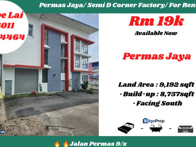 Warehouse for rent in Bandar Baru Permas Jaya, Kampung Senibong