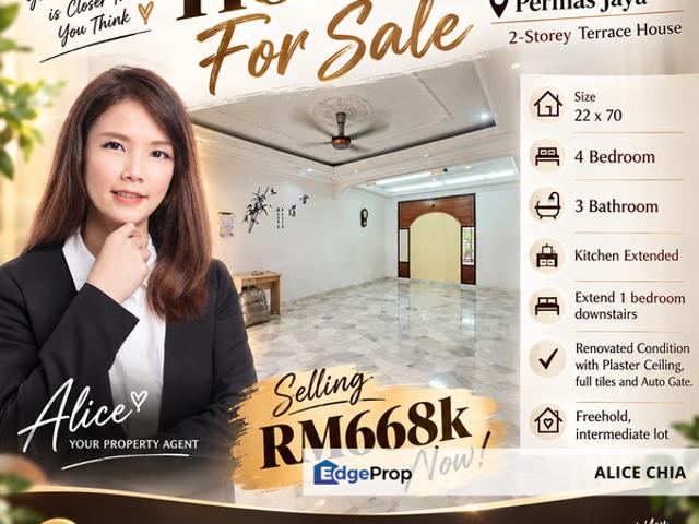 House for sale in Bandar Baru Permas Jaya, Kampung Senibong