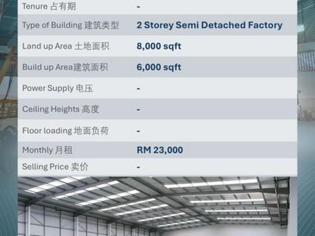 Warehouse for rent in Petaling, Subang Jaya