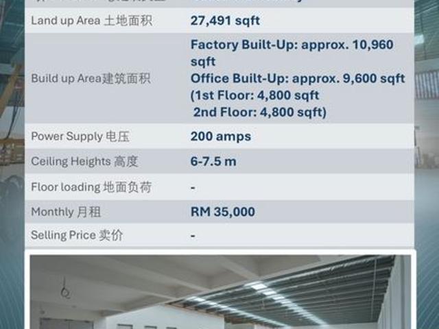 Warehouse for rent in Petaling, Alam Impian