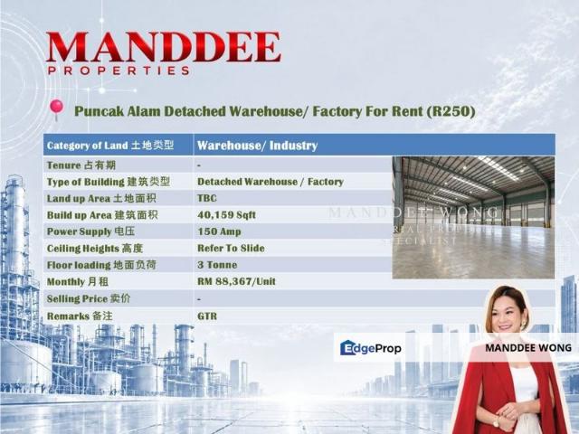 Warehouse for rent in Bandar Puncak Alam, Kuala Selangor