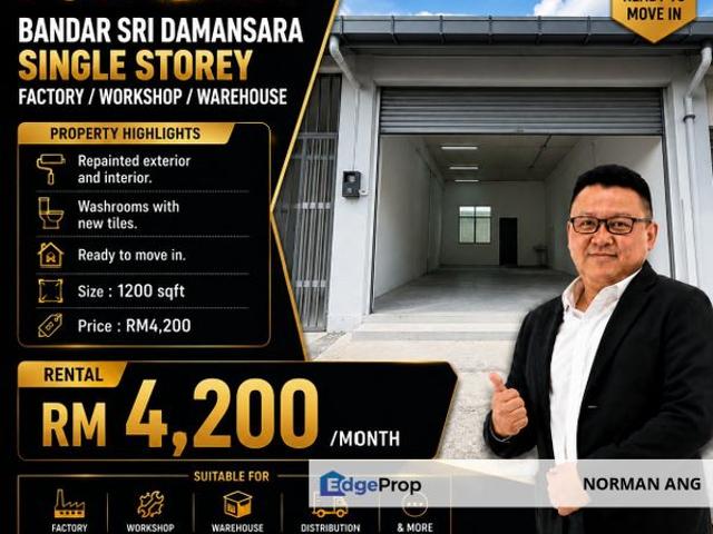 Warehouse for rent in Petaling, Damansara Damai