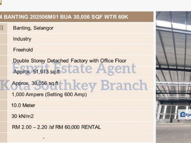 Warehouse for rent in Banting, Selangor