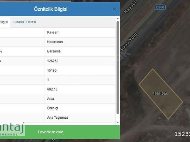 Kocasinan, Kayseri içerisinde satılık Arsa