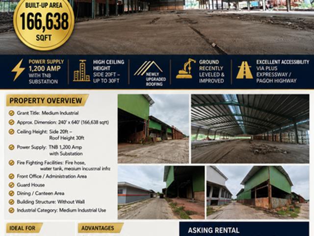 Warehouse for rent in Batu Pahat, Johor