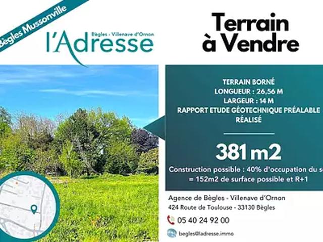 Terrain vente à Bordeaux, Bègles