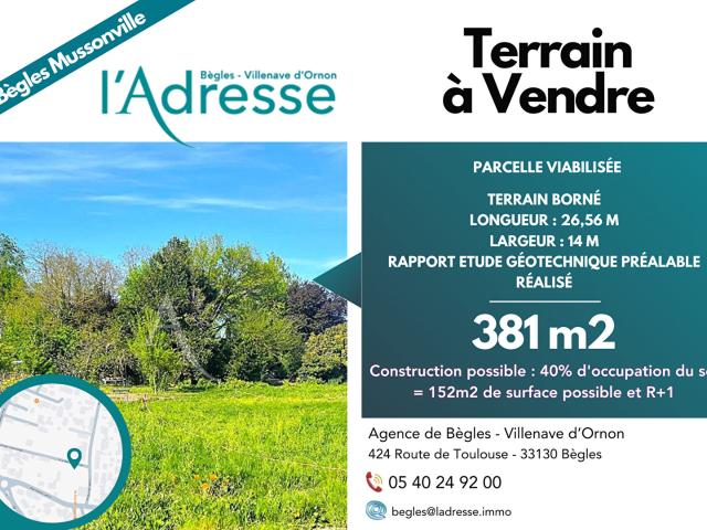 Terrain vente à Bordeaux, Bègles