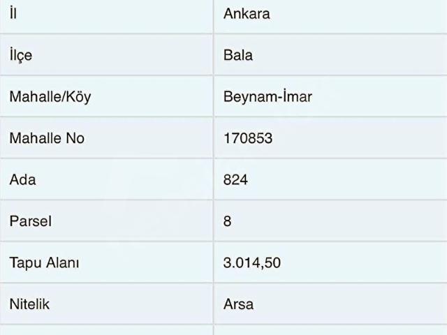 Bala, Ankara içerisinde satılık Arsa
