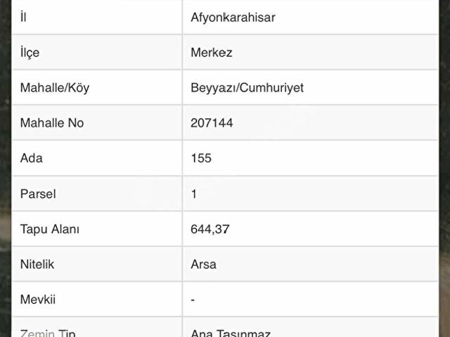 Beyyazı, Afyonkarahisar Merkez içerisinde satılık Arsa