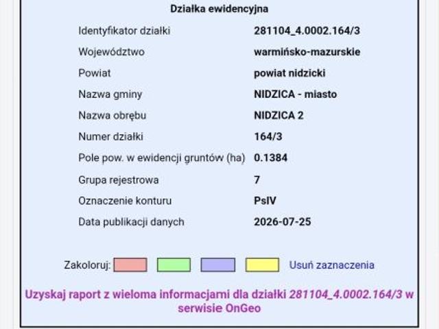 Grunt na sprzedaż w Nidzica, Warmińsko-mazurskie