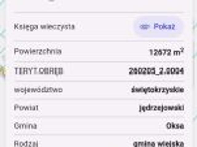 Grunt na sprzedaż w Oksa, Świętokrzyskie