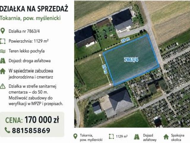 Grunt na sprzedaż w Tokarnia, powiat myślenicki
