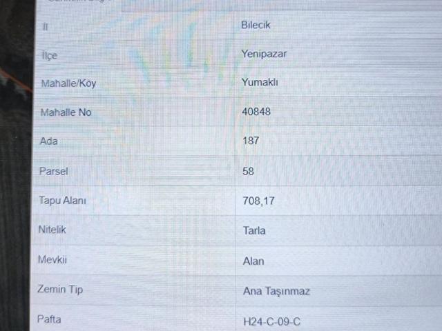 Yenipazar, Bilecik içerisinde satılık Arsa