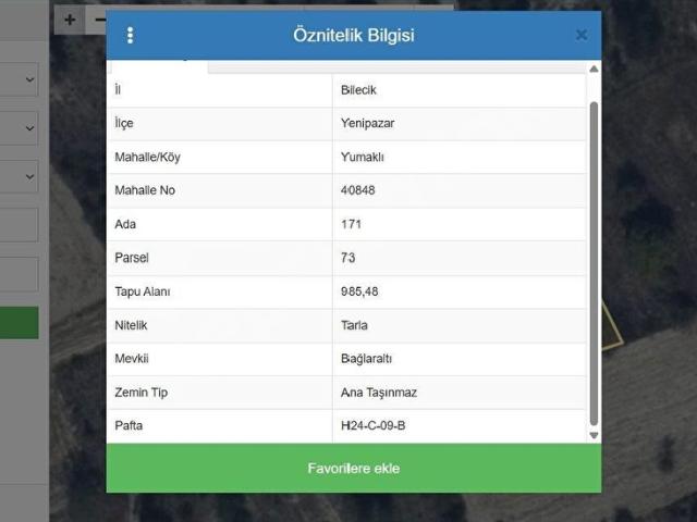 Yenipazar, Bilecik içerisinde satılık Arsa