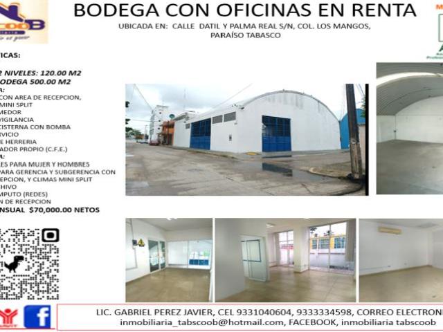 Nave Industrial en renta en Paraíso