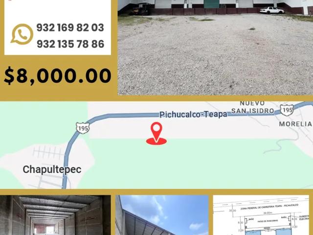 Nave Industrial en renta en Teapa, Tabasco
