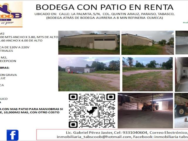 Nave Industrial en renta en Paraíso