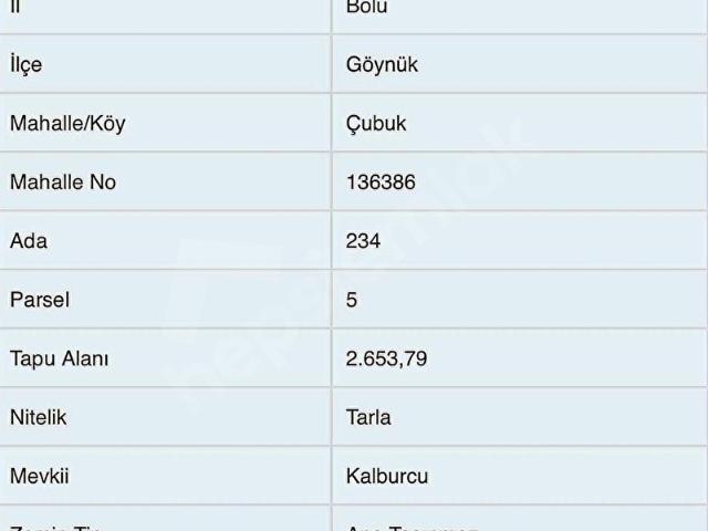 Göynük, Bolu içerisinde satılık Arsa