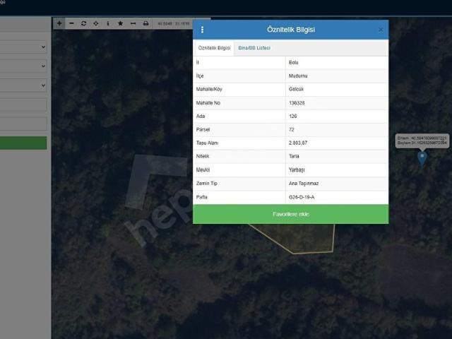 Mudurnu, Bolu içerisinde satılık Arsa