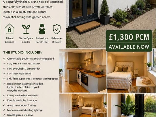 Studio for rent in Motspur Park, Greater London