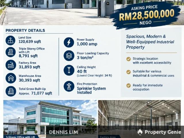 Warehouse for sale in Seri Lalang, Batu Pahat
