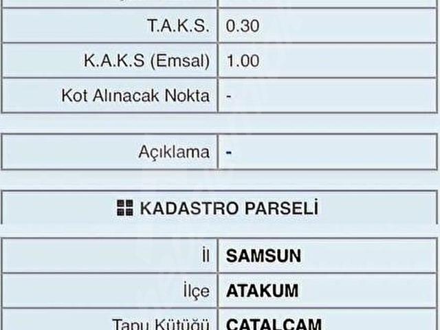 Atakum, Samsun içerisinde satılık Arsa