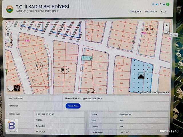 İlkadim, Samsun içerisinde satılık Arsa