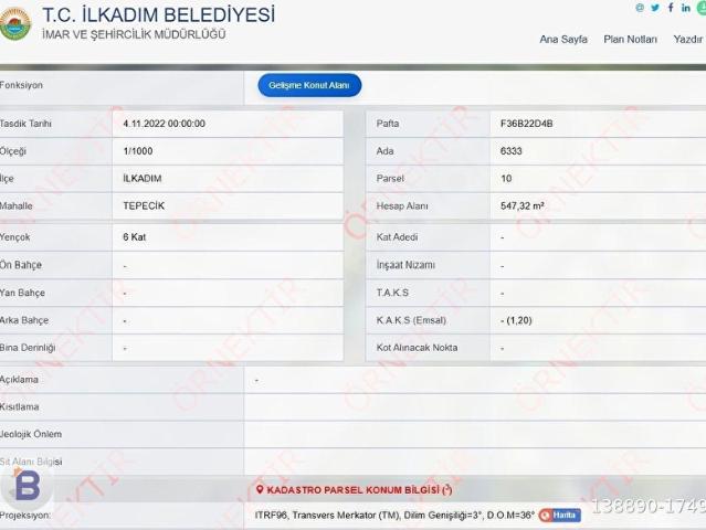 Samsun, İlkadım içerisinde satılık Arsa