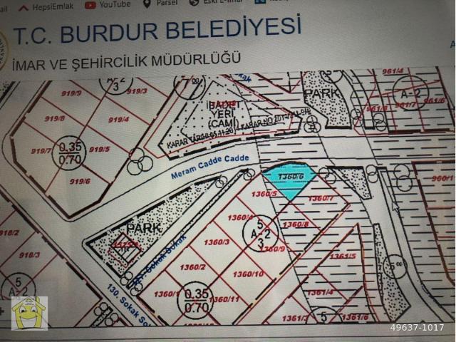 Mehmet Akif Ersoy Mahallesi, Burdur Merkez içerisinde satılık Arsa