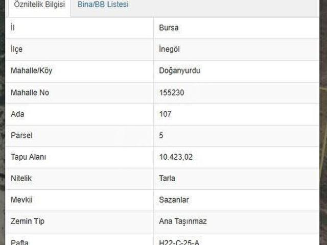 Hocaköy, İnegöl içerisinde satılık Arsa
