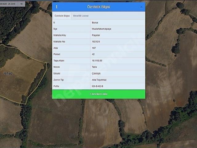 Mustafakemalpaşa, Bursa içerisinde satılık Arsa