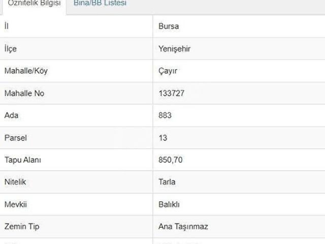 Yenişehir, Bursa içerisinde satılık Arsa