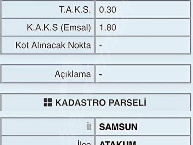 Atakum, Samsun içerisinde satılık Arsa