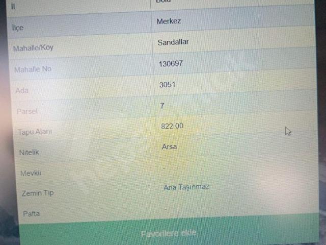 Bolu Merkez, Bolu içerisinde satılık Arsa