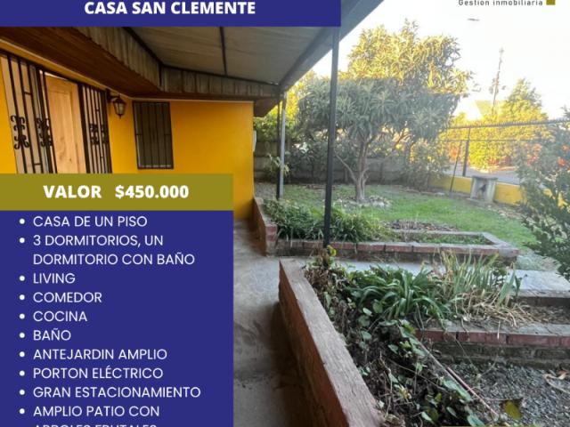 Casa en arriendo en San Clemente, Maule
