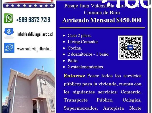 Casa en arriendo en Las Viñas de Buin, Buin