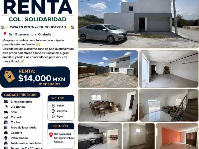 Casa en renta en San Buenaventura, Coahuila